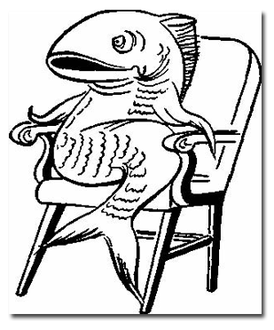 Fish sitting on a chair